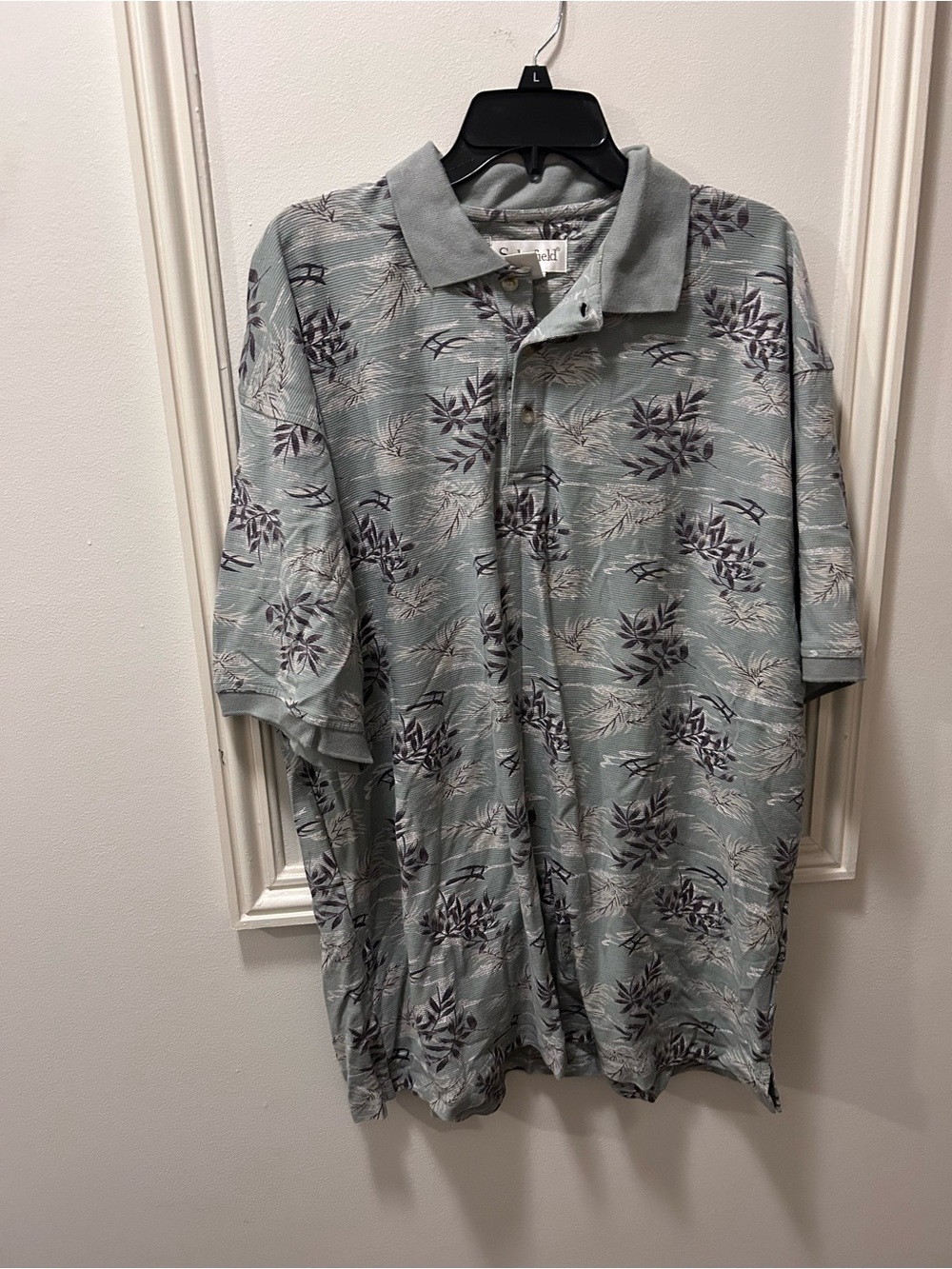 Croft & Barrow Light Sage Green Floral Polo Shirt
